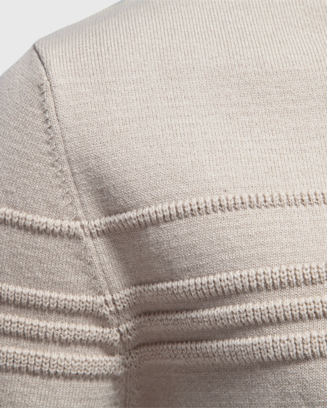 Close-up of the neck opening on a men's comfortable crew neck sweater