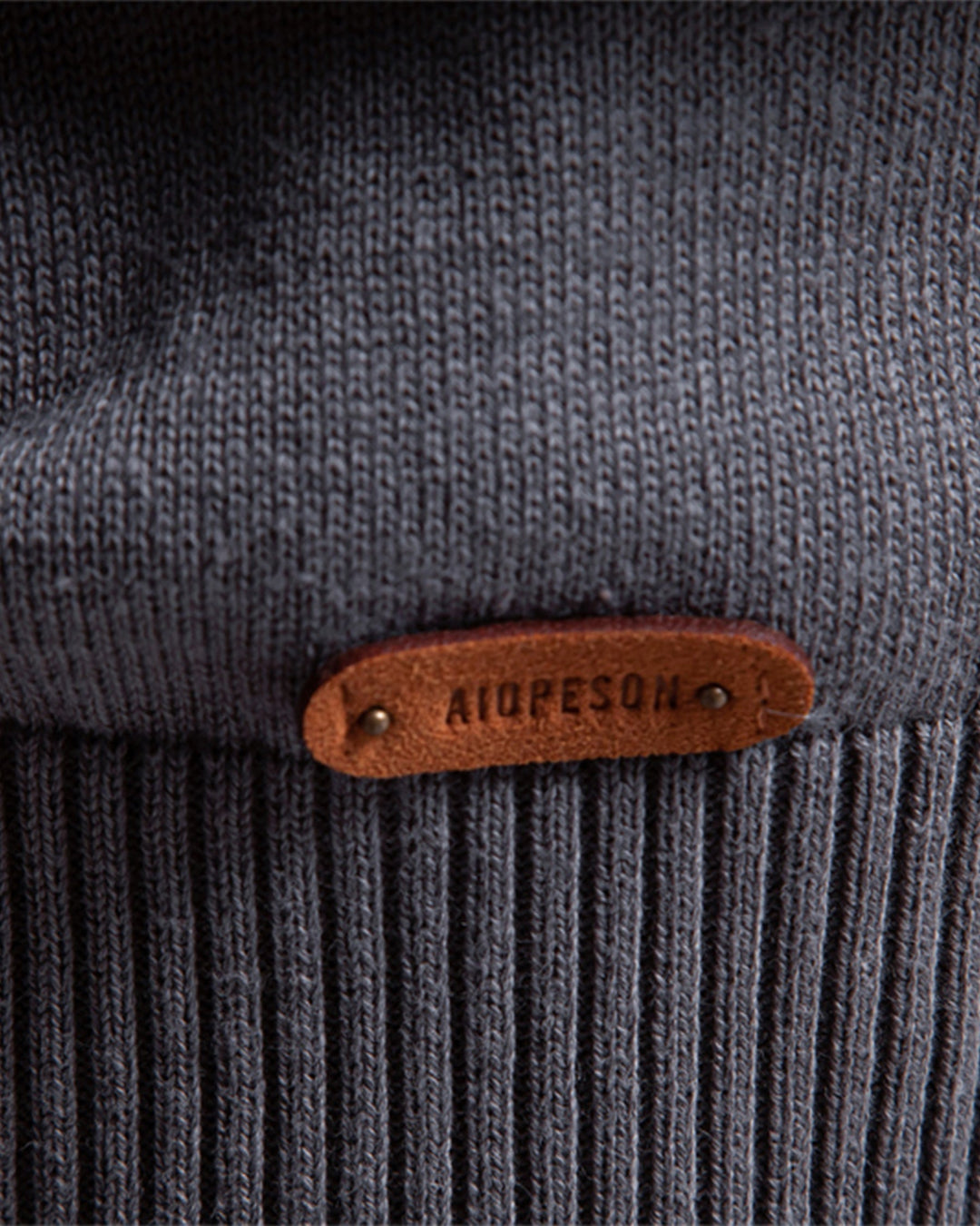 Men's textured crew neck sweater in a neutral grey, ideal for layering