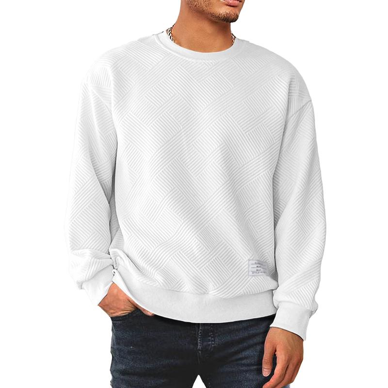 Modern men's crewneck sweatshirt with an intriguing textured knit, suitable for various occasions