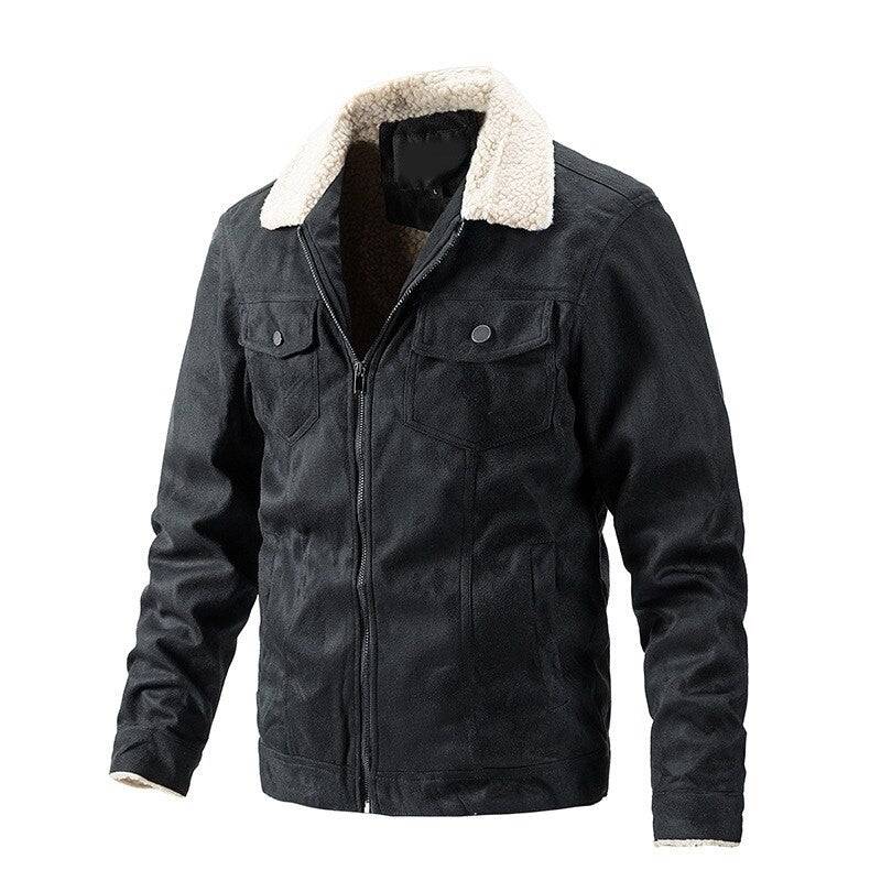 Winter men's jacket, thick lamb fleece, casual and warm, suitable for cold weather, turn-down collar