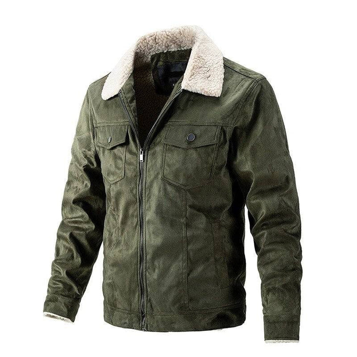 Men's casual outerwear, warm cotton jacket, lamb fleece lining, perfect for autumn and winter