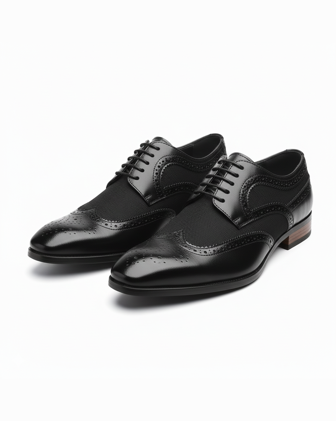 Men's two-tone wingtip brogue oxfords, classic leather and suede dress shoes