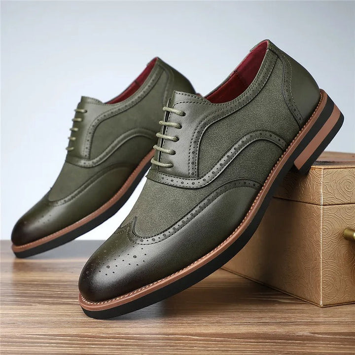 Men's two-tone wingtip brogue oxfords, a timeless addition to any wardrobe