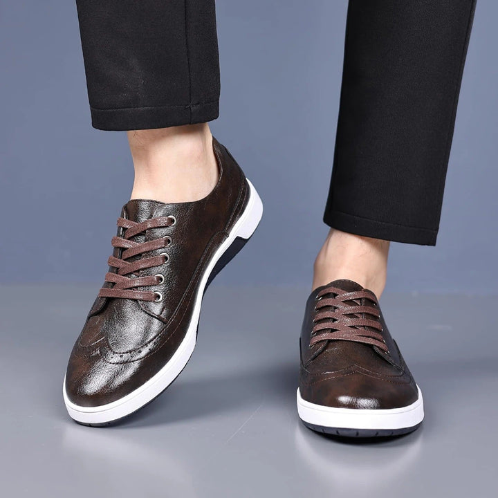 Men's casual dress brogue sneakers, featuring a contemporary urban design and comfort features.