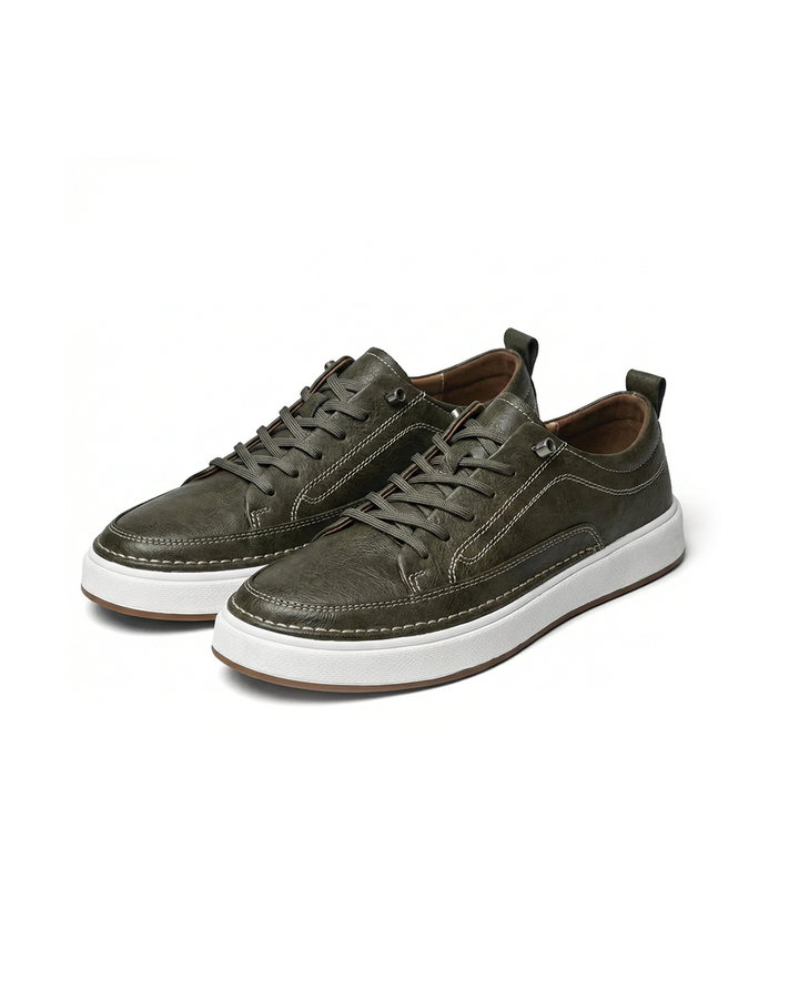 Men's Urban Classic dark brown leather sneakers, comfortable cowhide casual footwear
