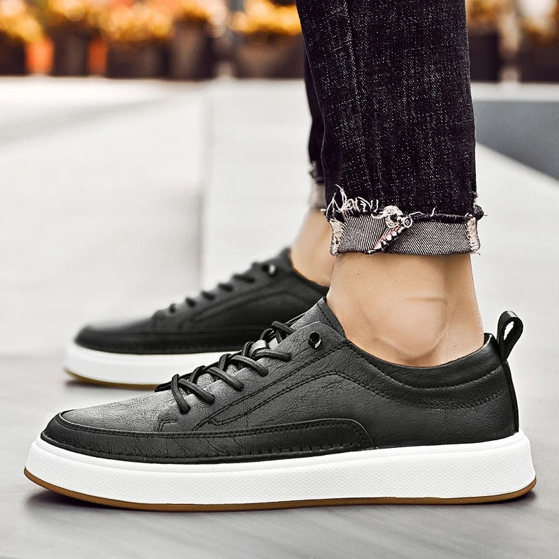 Men's Urban Classic dark brown leather sneakers, premium casual footwear comfort
