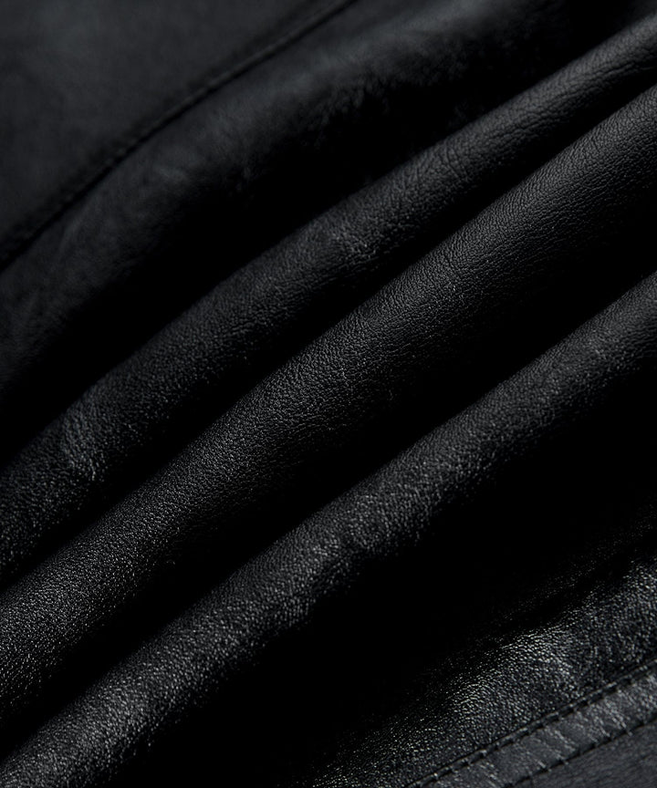 Full-body shot of the Men's Urban Edge Faux Leather Jacket, highlighting its modern fit and all-season appeal