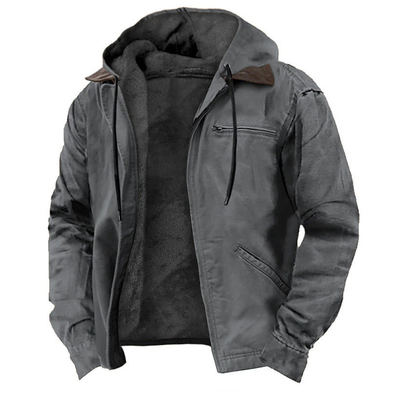 Men's Urban Explorer jacket, dark blue hooded outerwear for autumn and winter casual wear.