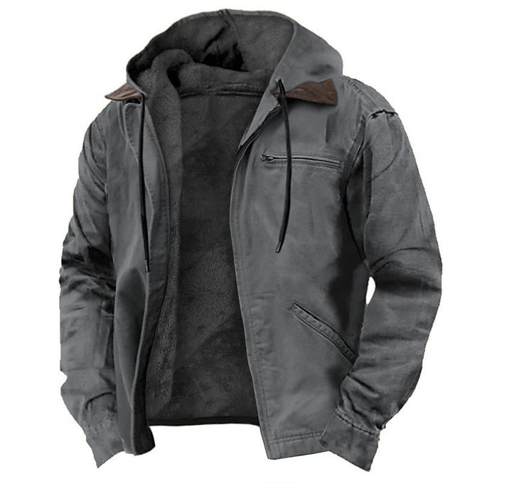 Men's Urban Explorer jacket, dark blue hooded outerwear for autumn and winter casual wear.