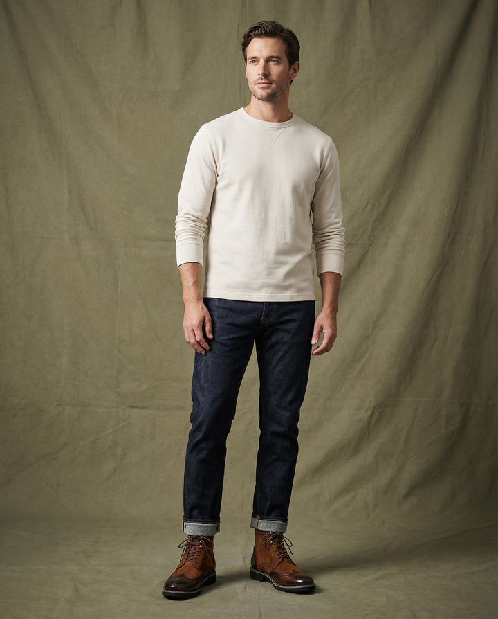 Side profile of Men's Urban Explorer boots, revealing the sturdy sole and contrasting materials