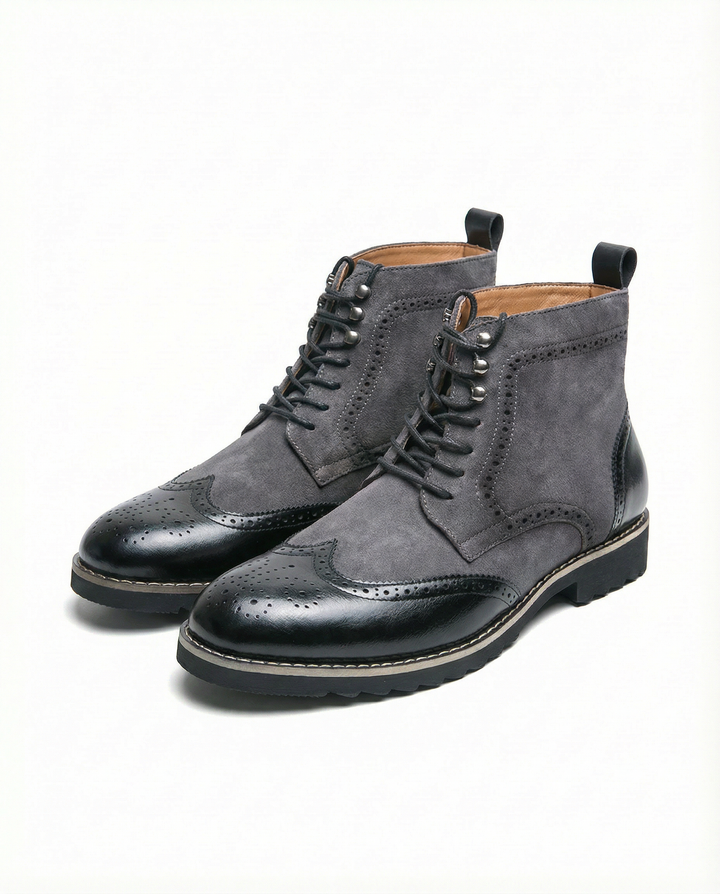 Men's fashionable leather and suede boots, versatile for various outfits and urban adventures