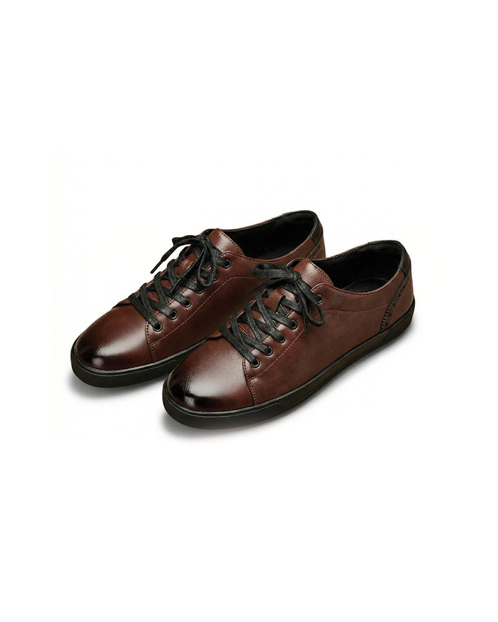 Men's urban leather casual shoes, dark brown, comfortable for everyday wear