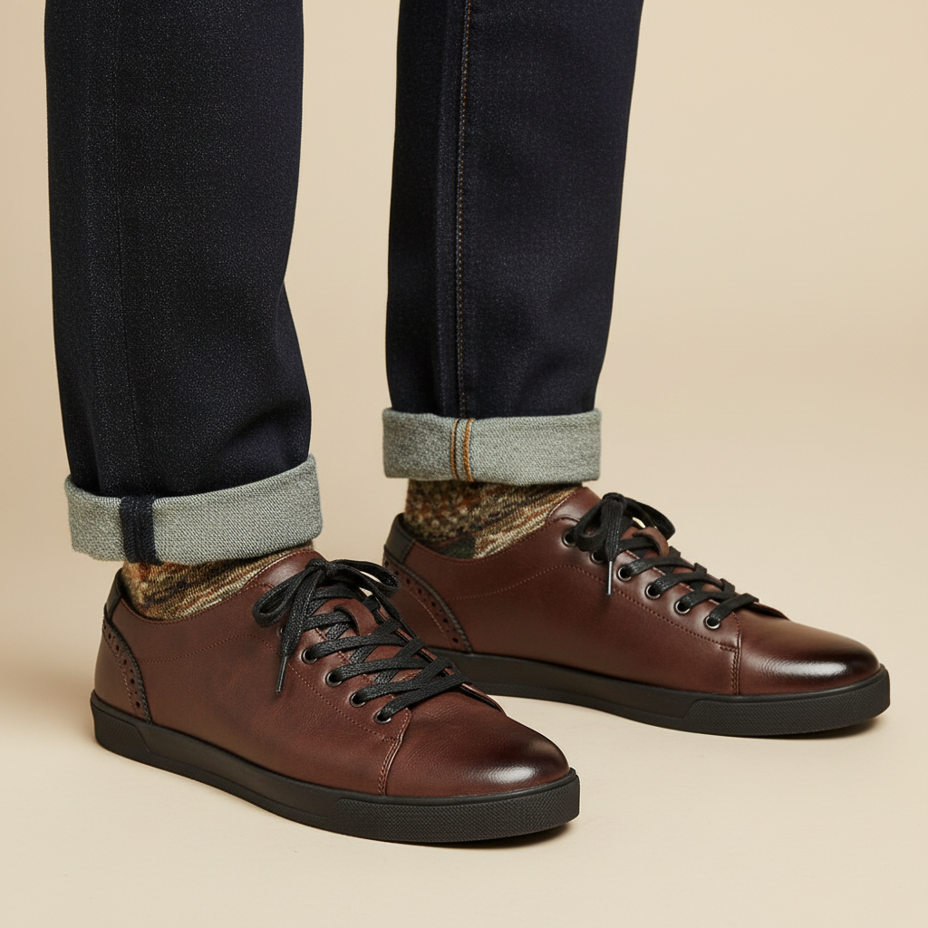 Pair of gray men's leather casual shoes, perfect for everyday urban footwear