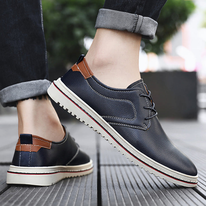 Three-quarter view of men's urban casual loafers, distressed brown, for a rugged look