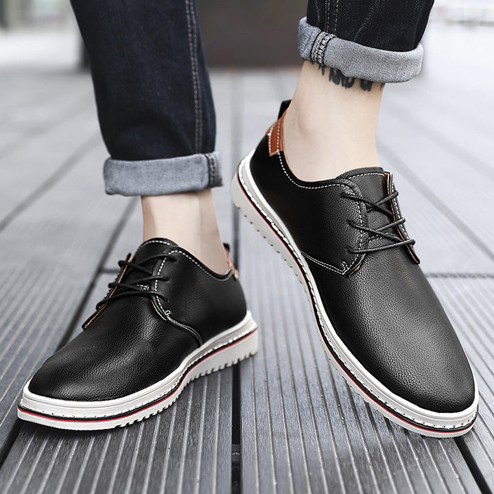 Comfortable men's urban loafers with laces, grey, offering all-day wearability