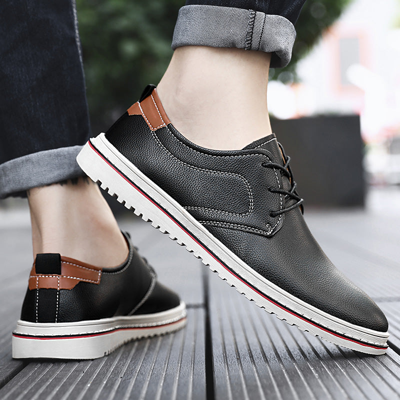 High-quality men's urban lace-up loafers, reddish-brown, a durable and stylish shoe