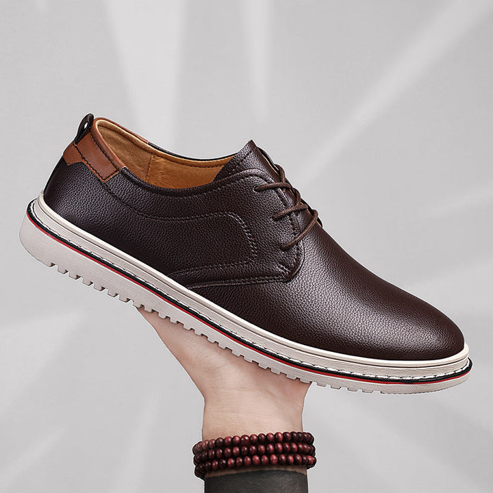 Men's statement urban loafers, bold burgundy, with coordinating laces for a unified look