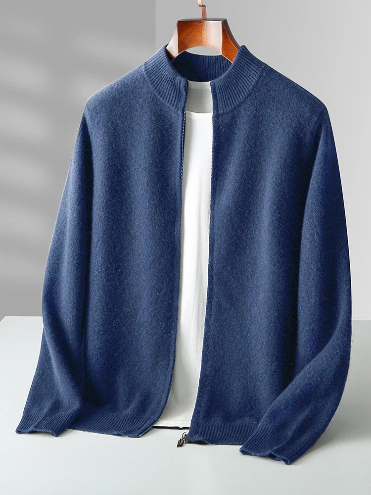 Men's Verona Merino Wool Cardigan, full zip, smart casual winter knitwear layering piece.