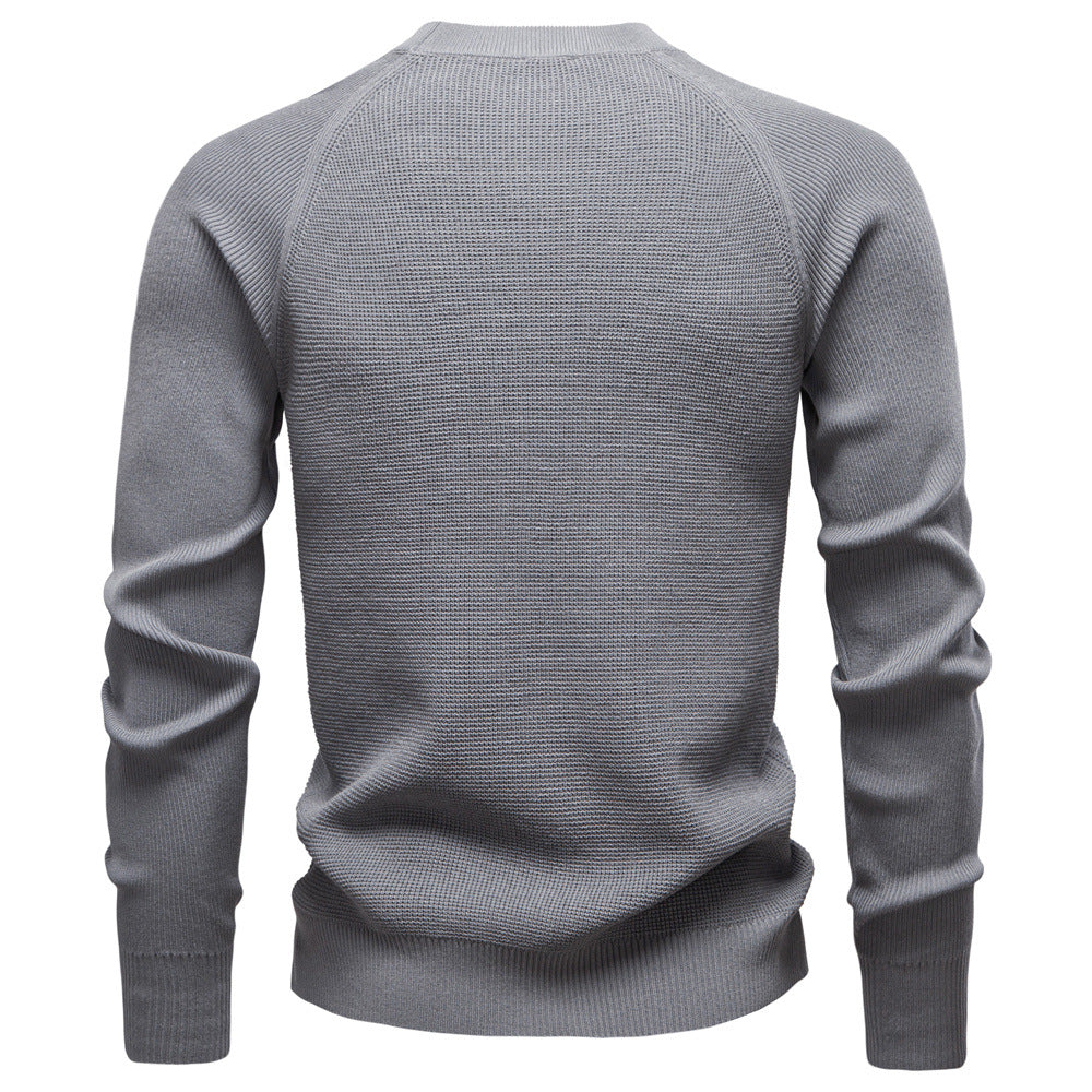 Men's Verona waffle knit pullover in a light blue, perfect for layering casual wear.