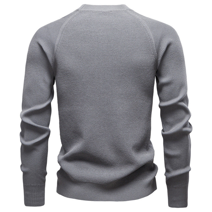 Men's Verona waffle knit pullover in a light blue, perfect for layering casual wear.