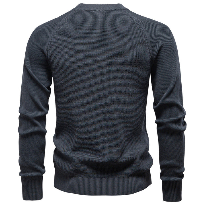 Stylish men's Verona waffle knit pullover in a deep green, suitable for casual outings.