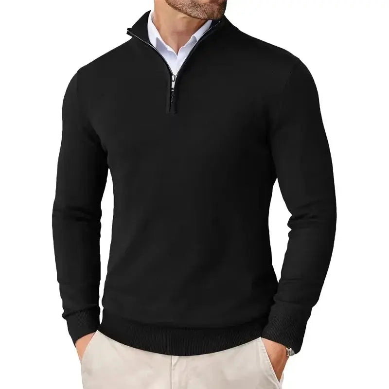 Men's versatile half-zip sweater in a classic color, perfect for casual or smart casual looks.