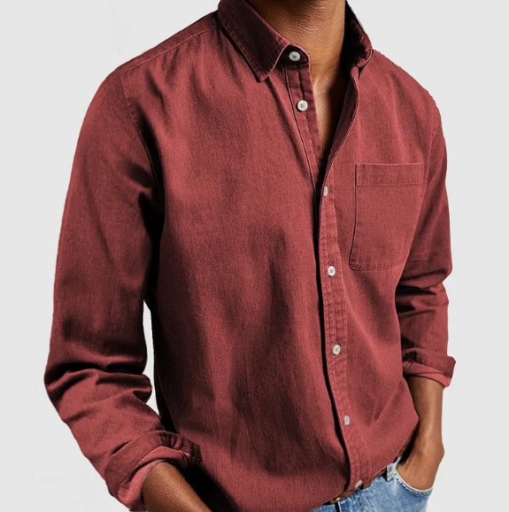 Men's versatile button-down long-sleeve shirt. An everyday casual top, perfect for layering or solo wear.