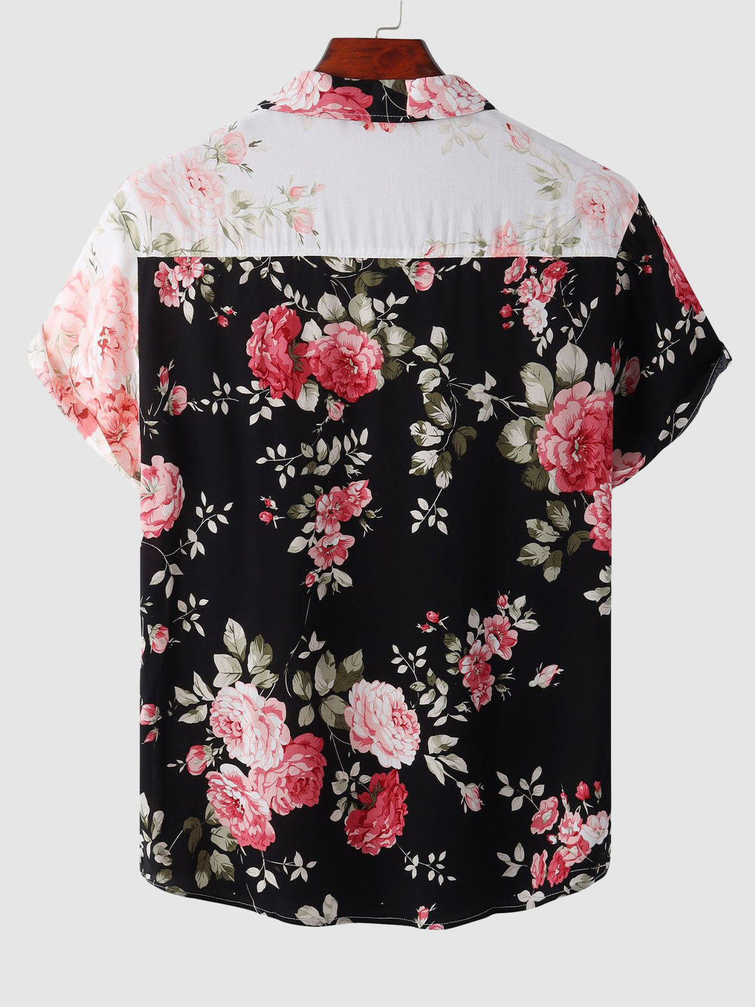 Elegant men's floral print short sleeve button-down shirt for unique summer apparel & style.