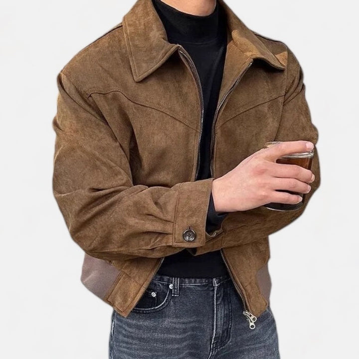Men's vintage casual zip jacket, perfect for everyday style & versatile layering. Classic outerwear.
