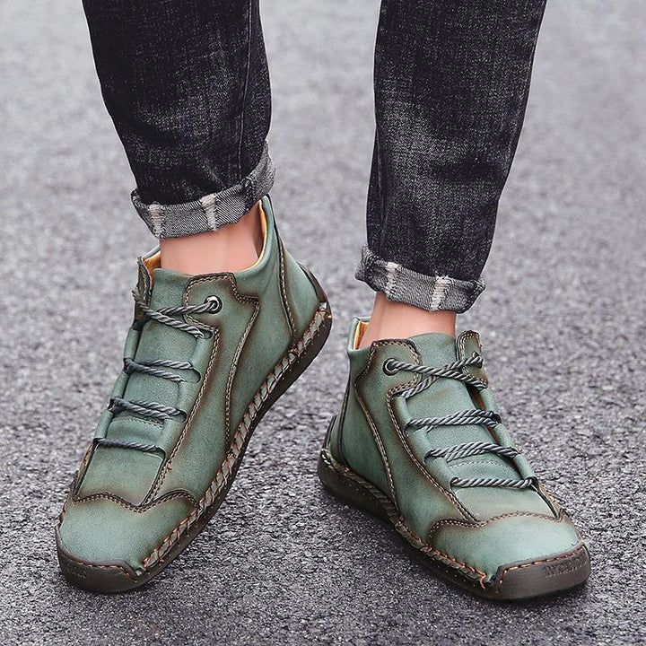 Men's casual leather boots with an orthopedic design, vintage loafer style for everyday comfort.