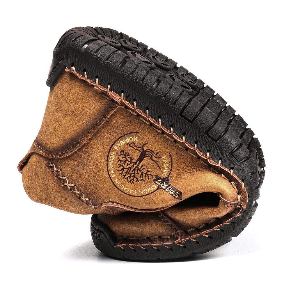 Versatile men's handmade leather boots, vintage orthopedic loafers for a comfortable, stylish look.