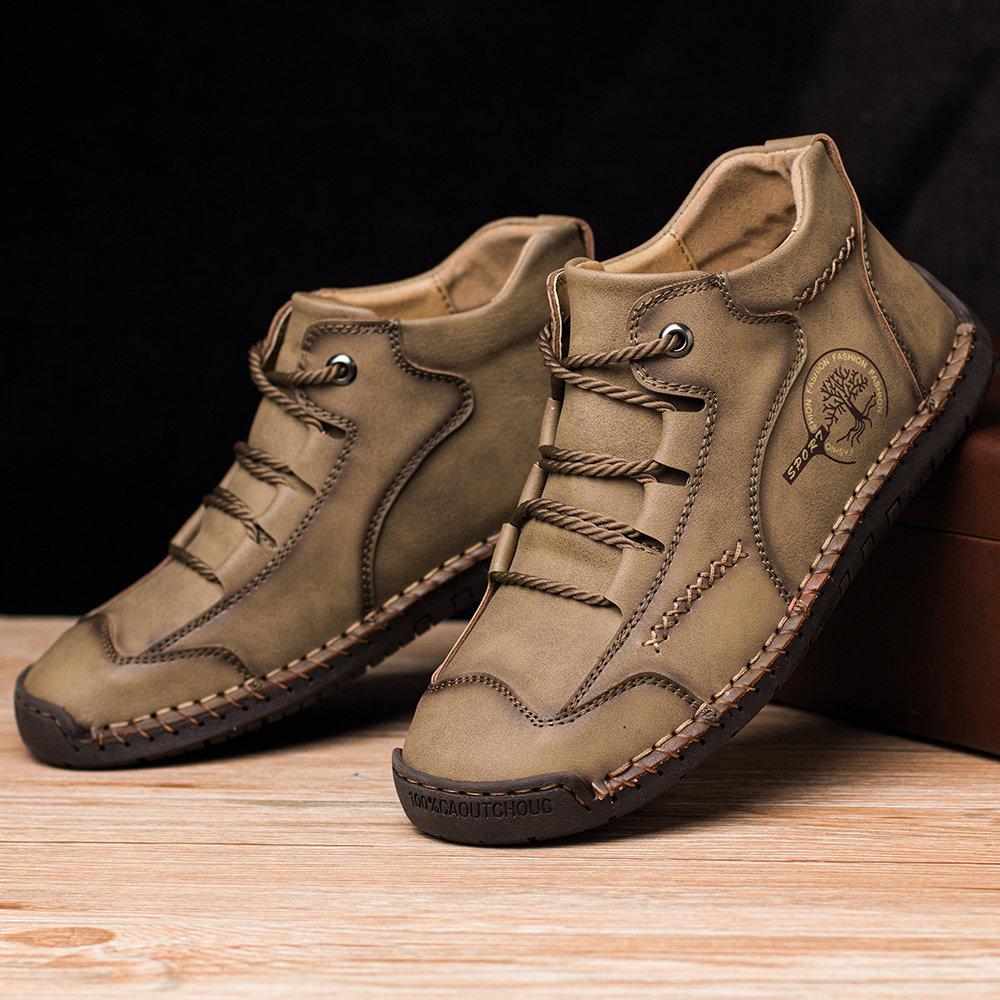 Men's orthopedic leather boots with a classic vintage aesthetic, designed for maximum comfort.