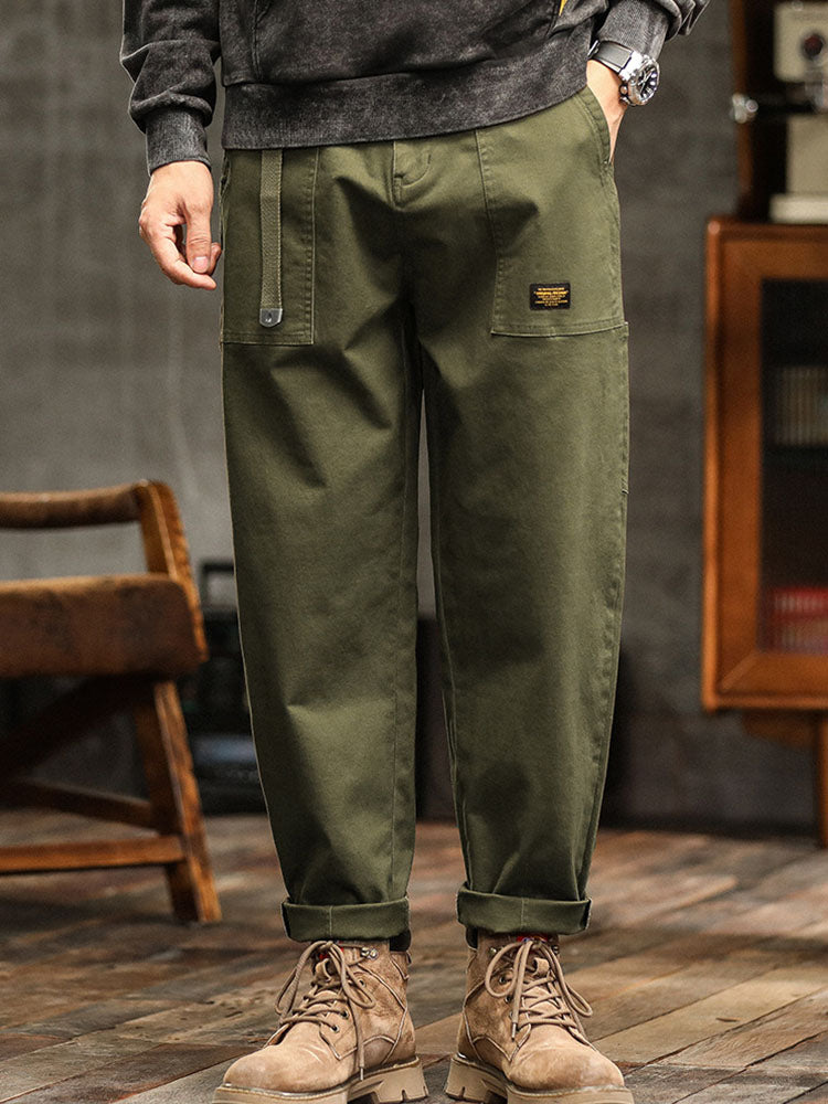 Men's vintage cargo utility pants. Relaxed fit, suitable for workwear, outdoor activities & casual fashion.