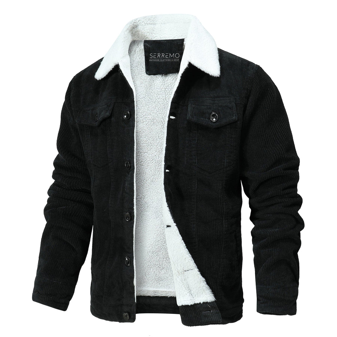 Men's vintage sherpa-lined bomber jacket, classic design, ideal winter outerwear for casual style.