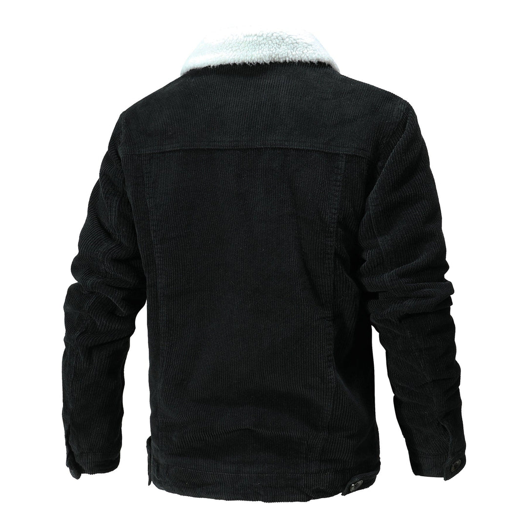 Model wearing men's vintage sherpa-lined bomber jacket, styled for a casual winter look, mens jacket.