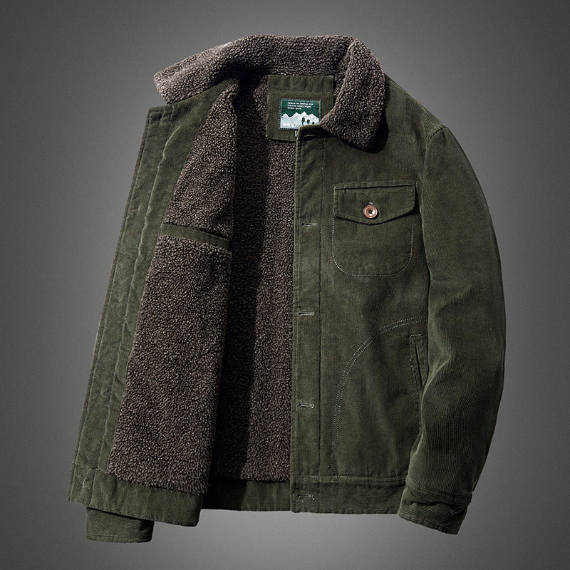 Men's casual outerwear: a vintage velvet jacket, combining comfort with stylish design