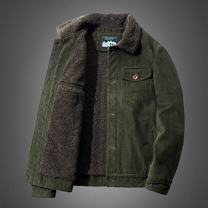 Men's casual outerwear: a vintage velvet jacket, combining comfort with stylish design
