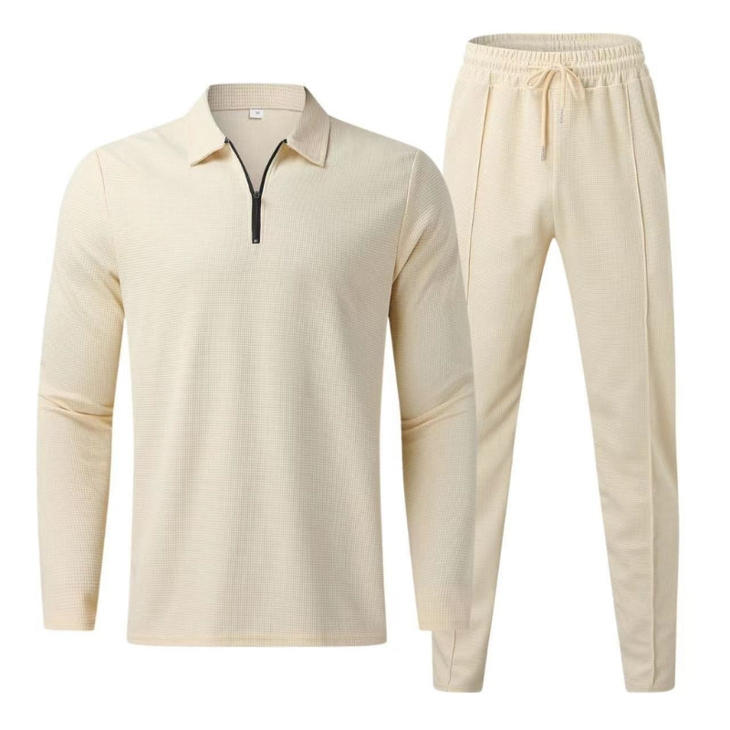 Matching men's waffle tracksuit in a comfortable two-piece design