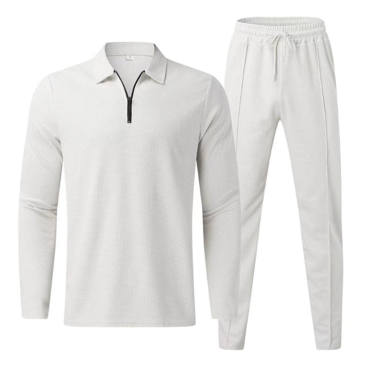 Men's matching waffle knit loungewear, a cozy and fashionable two-piece