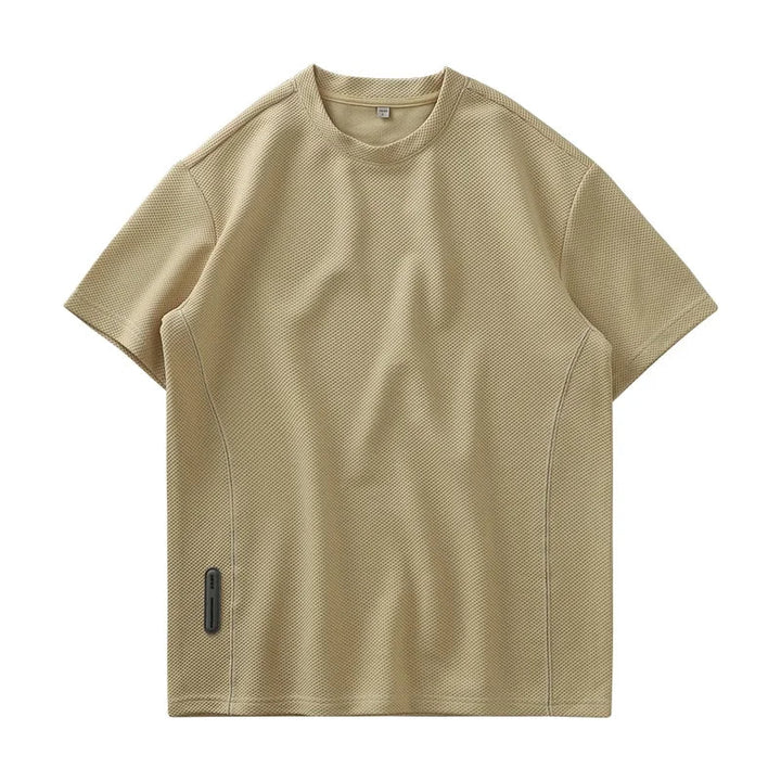 Stylish men's short sleeve crew neck waffle texture t-shirt. Perfect for spring & summer casual fashion.