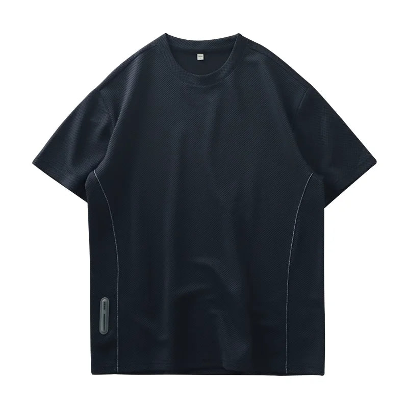 Modern men's crew neck waffle texture t-shirt. Oversized fit, short sleeve, great for casual comfort.