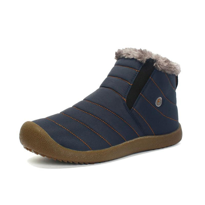 Men's warm ankle high black waterproof winter hiking snow boots, side view