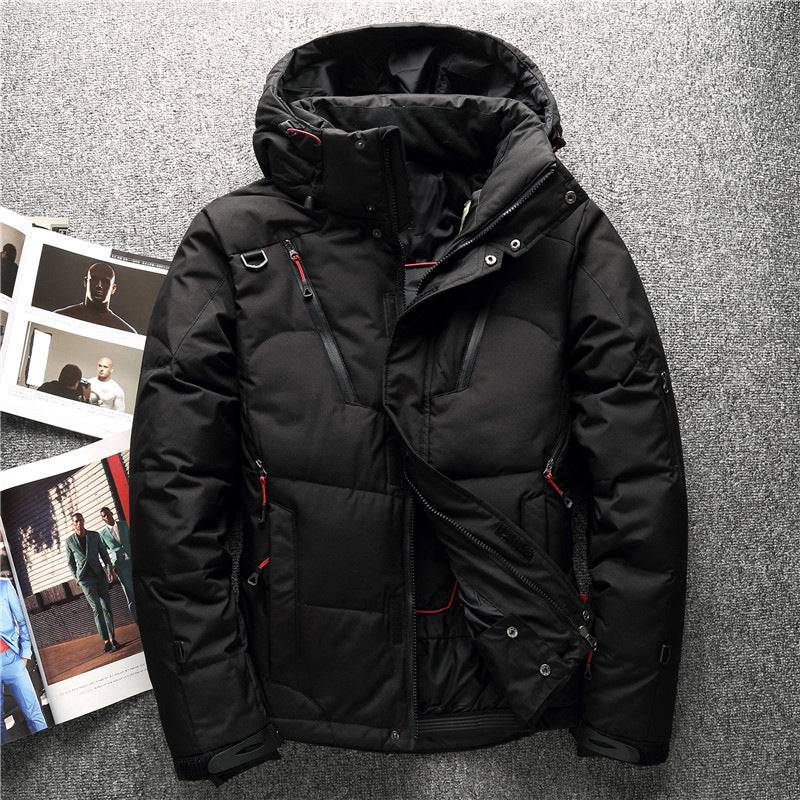Durable men's parka coat, filled with duck down for superior warmth in harsh winter environments