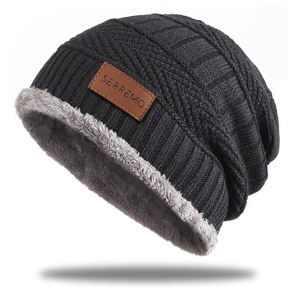 Men's warm knit winter beanie hat in acrylic, soft and cozy for cold weather.