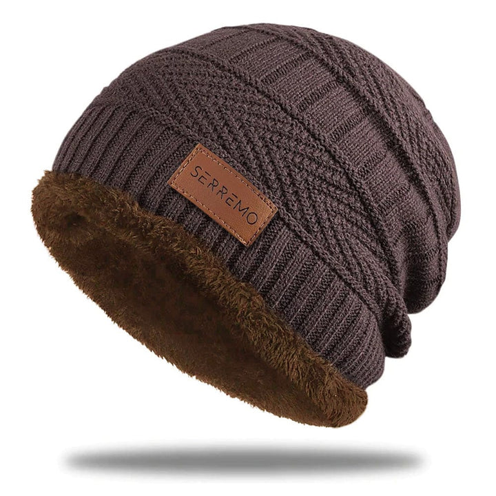 Classic men's knit beanie hat, ideal for winter comfort and style.