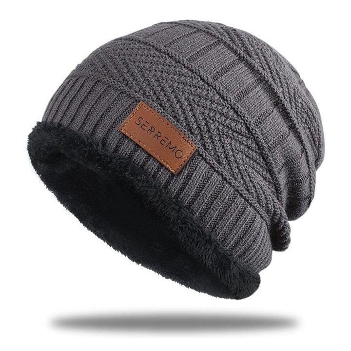 Acrylic men's winter beanie, snug-fit warm hat for outdoor activities.