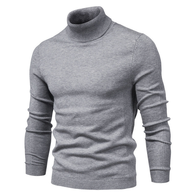 Men's warm knitted high neck winter sweater in a classic knit pattern, perfect for cold weather