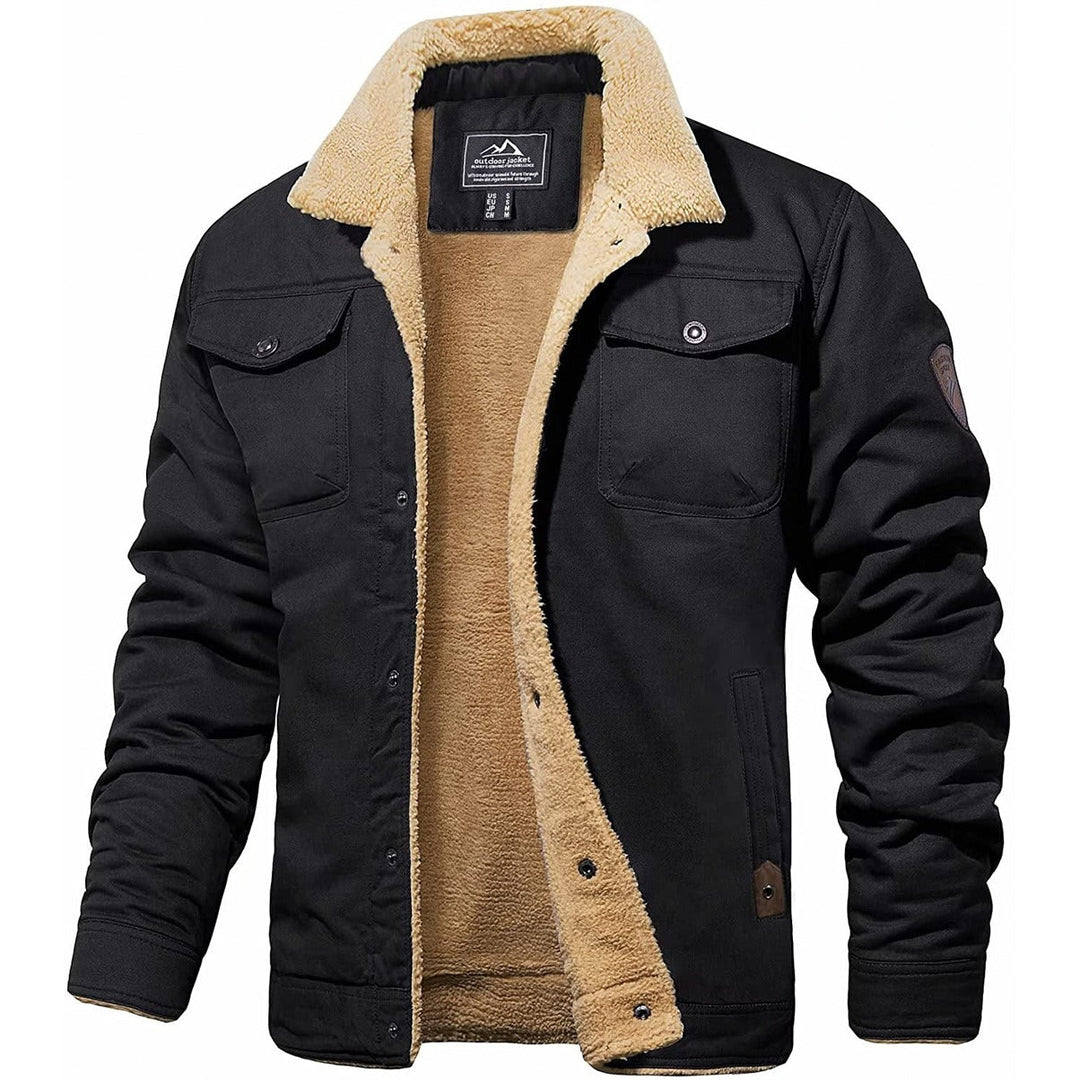 Men's warm lined outdoor casual jacket, front view, winter coat, insulated outerwear
