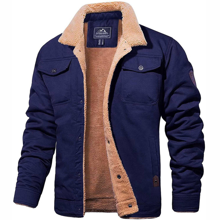 Close-up of the warm lining inside men's casual jacket, comfortable and insulated