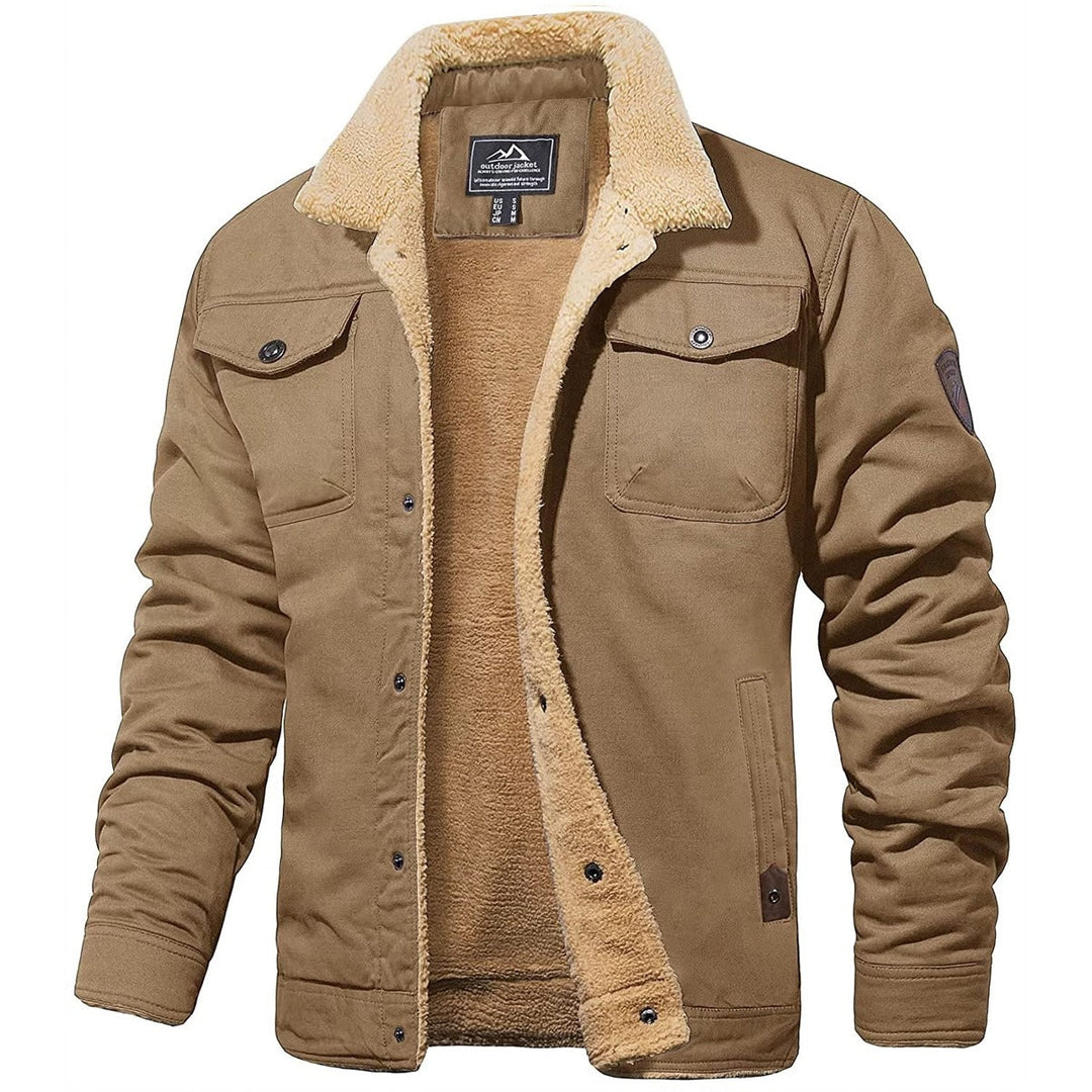 Texture close-up of the durable fabric of men's winter coat, suitable for outdoor sports